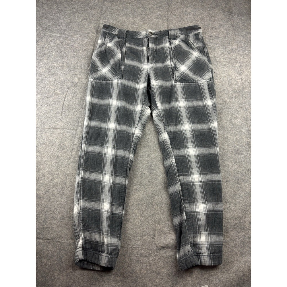 Free People Womens 8 Black Monochromatic Plaid Slouchy Utility Cargo Pants $128